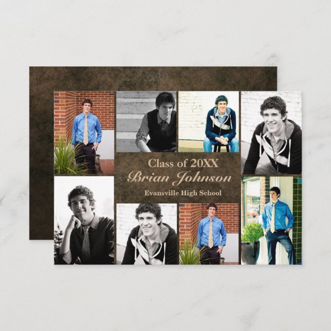 8 Fotos de couro - Anúncio de graduação 3x5 (Frente/Verso)