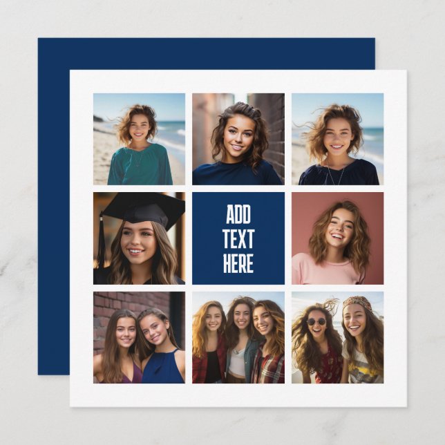 8 Marinho de Colagem de Fotografias Monograma - Ca (Frente/Verso)