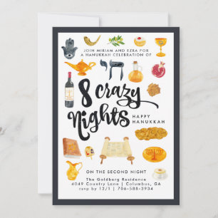 8 Noites Loucas   Convite de festas de Hanukkah
