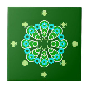 8 pontos Mandala, Dark Jade Green e Aqua