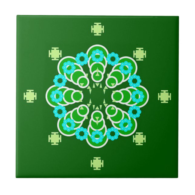 8 pontos Mandala, Dark Jade Green e Aqua (Frente)