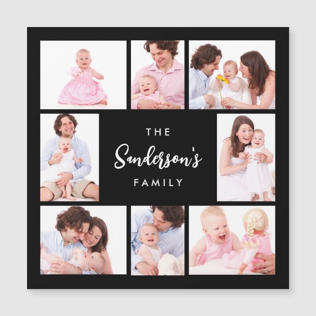 8 Sections Family Photo in Black Frame (Frente)