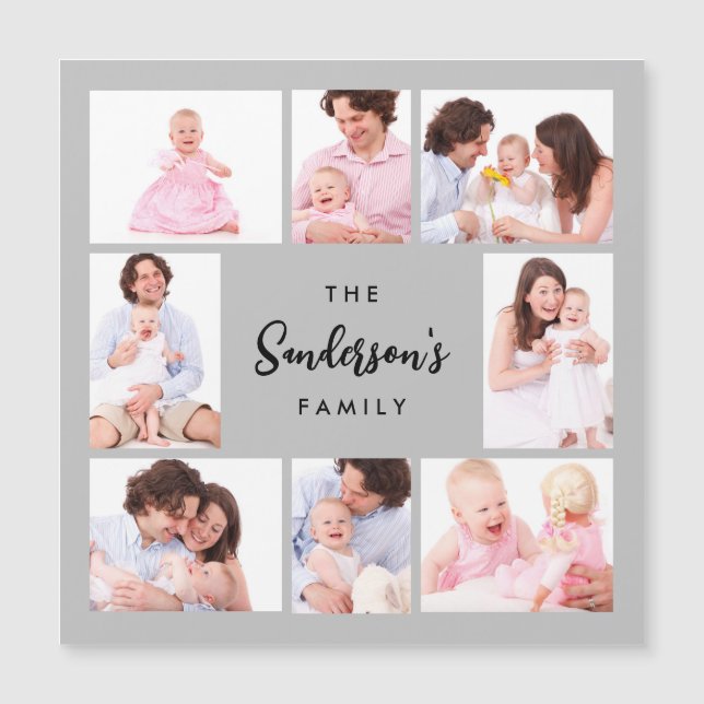 8 Sections Family Photo in Gray Frame (Frente)