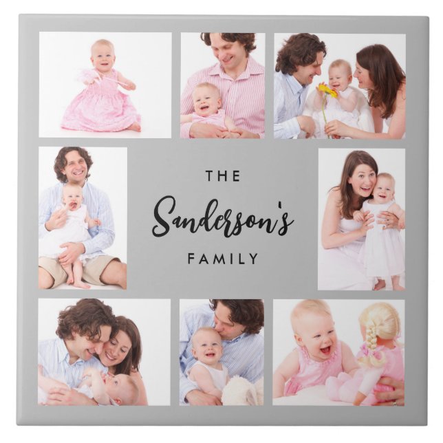 8 Sections Family Photo in Gray Frame (Frente)