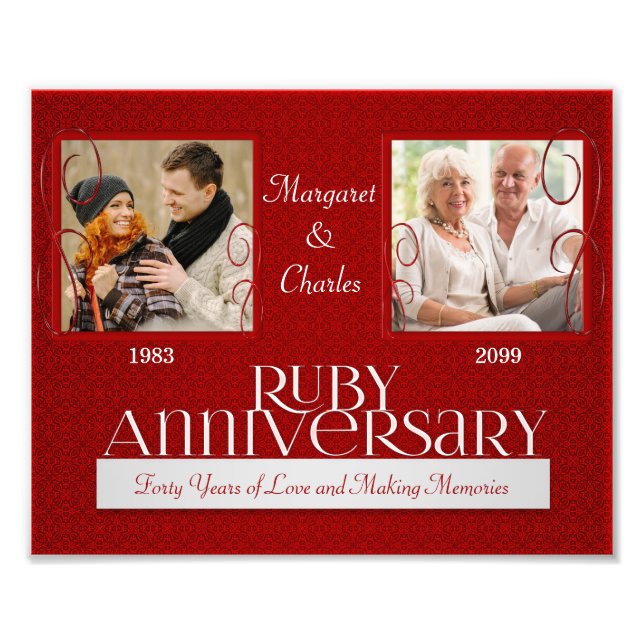 8x10 40th Colagem de Fotos Annivosa Ruby (Frente)