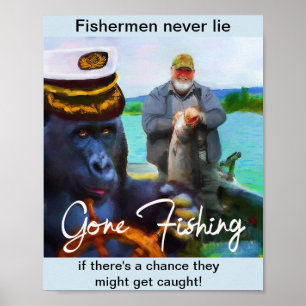 8x10 Humorous "Gone Fish" Poster