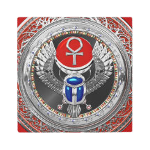 [901] Sagrada Prata Egípcia Ala Scarab & Ankh