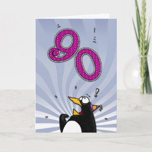 90 Aniversário - Cartão Surpresa de Pinguim