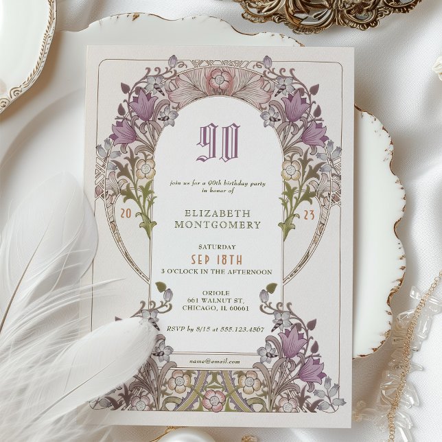 90 Aniversário Convite Art Nouveau W. Morris (Criador carregado)