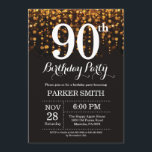 90 Aniversário Convite Dourado Glitter<br><div class="desc">Convite de Aniversário de 90 com Luzes de Cordas Douradas com Dourado Plano de Fundo Glitter. Dourado Aniversário. Aniversário Adulto. Homens ou Mulheres no Dia Convidam. 13 15 16º 18º 20 21rua 30 40º 50º 60º 80 de 70 100º, qualquer idade. Para mais personalização, clique no botão "Personalizar" e use...</div>