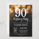 90 Aniversário do Convite Dourado<br><div class="desc">90 Birthday Invitation com luzes de sequência Douradas com Dourado plano de fundo brilhante. Dourado aniversário. Aniversário Adulto. Homens ou Mulheres no Dia Convidam. 13 15 16º 18º 20 21 rua 30 40º 50º 80 de 60º 70 de 100º, qualquer idade. Para mais personalização, clique no botão "Personalizar" e use...</div>