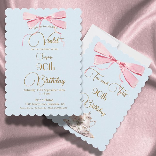 90 Birthday Chá and Tarts Elegant Arco Invitation (Criador carregado)