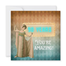 90 Birthday Vintage Cantor Flat Birthday Card