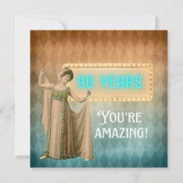90 Birthday Vintage Cantor Flat Birthday Card