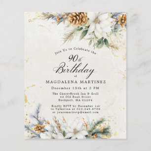 90 Birthday Winter White Floral Invance