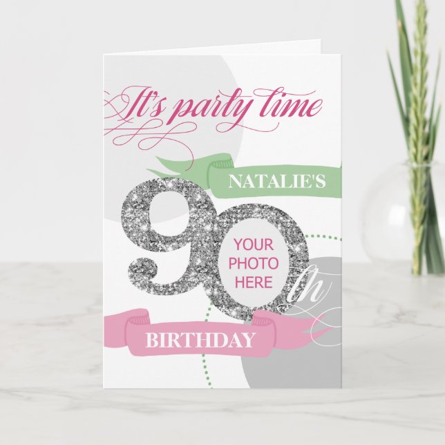 90 Convite de aniversário Adicionar Foto e Texto (Frente)