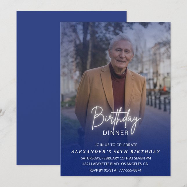 90 convite de aniversário Janto de aniversário (Frente/Verso)