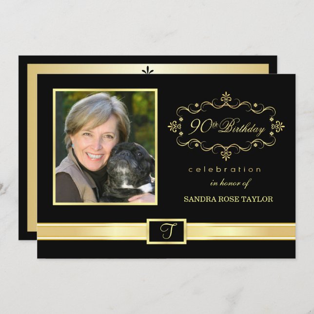 90 Convites de aniversário com foto (Frente/Verso)
