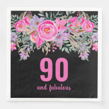 90 de aniversário de guardanapos de festas florais