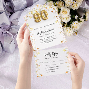 90 de aniversário do partido White Gold stars RSVP
