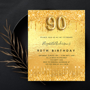 90 de orçamento convite para brilho de ouro de fe