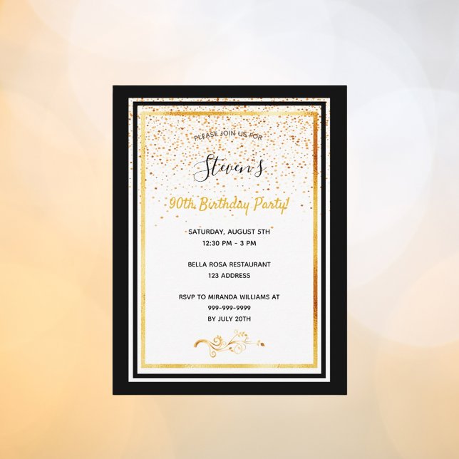 90 festa de aniversário de convite a ouro branco p (Criador carregado)