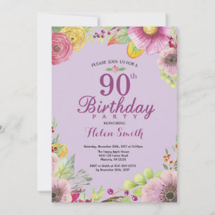 90 Floral Convite de Aniversário para Mulheres Rox