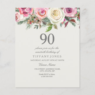 90 Floral de Rosa Branca Convite para Orçamento de