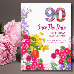 90 floral moderno 90 Salve o cartão Data