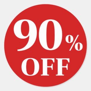 90% OFF Adesivo Redondo Clássico de Fundo Vermelho