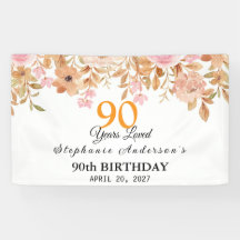 90 Years Loved Peach Floral 90th