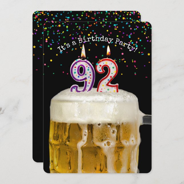 92º Convite de festas de Vela de Aniversário (Frente/Verso)