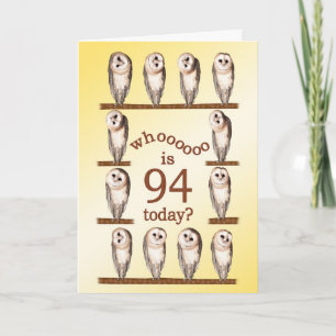 94º aniversário, Cartão Curioso de Corujas.