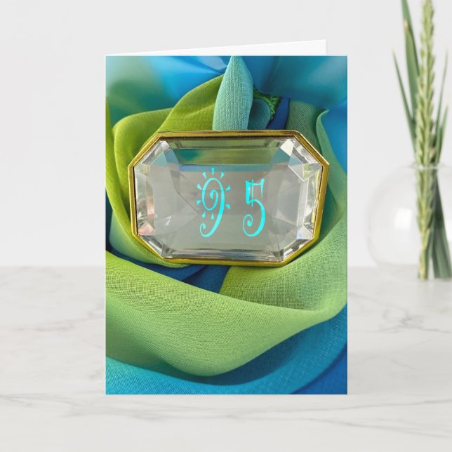 95.º aniversário feliz Cartão de joia gem de 95 an (Frente)