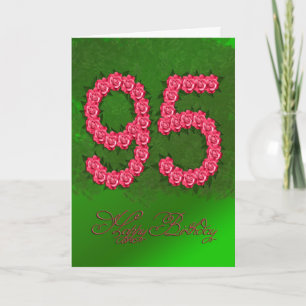 95.o cartão de aniversário com rosas e folhas