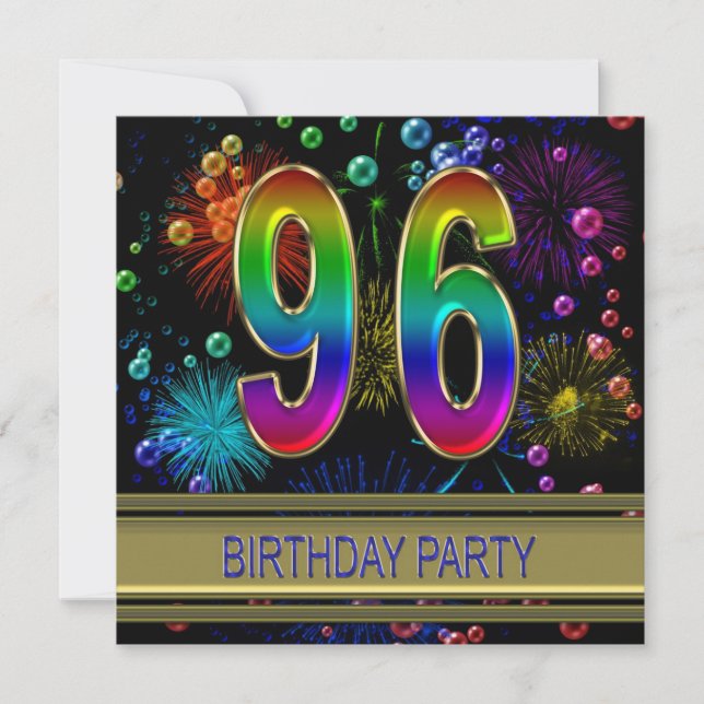 96º Convite de aniversário com bolhas (Frente)