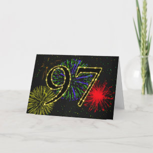 97º Cartão de aniversário com fogos de artifício