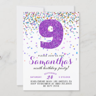 9.º Aniversário Confetti Convite