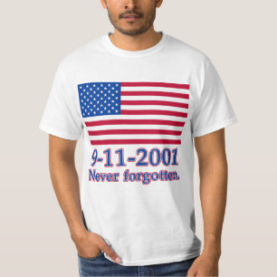 9-11-2001 camiseta nunca esquecido, botões