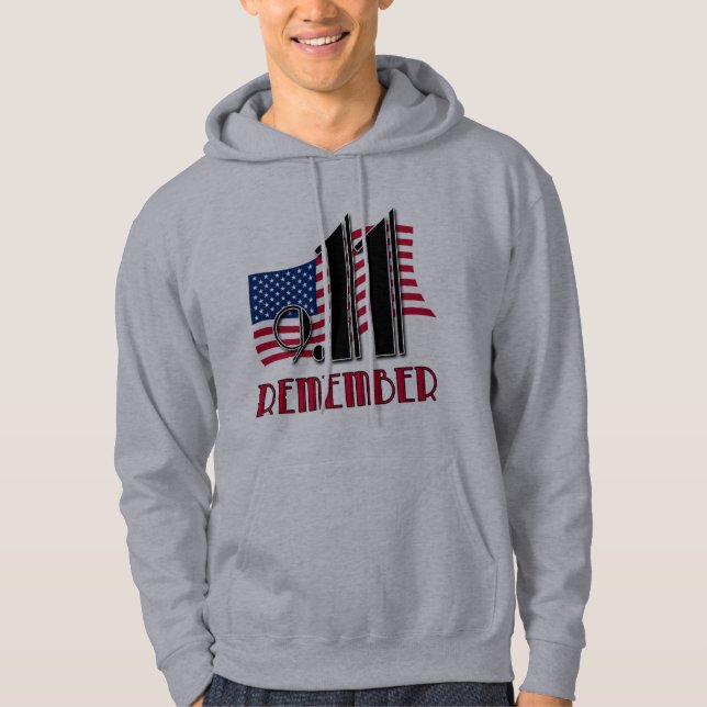 9/11 RECORDE com o camiseta da bandeira americana (Frente)
