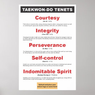 9-3 Poster de Tenets Personalizáveis de Taekwon-do