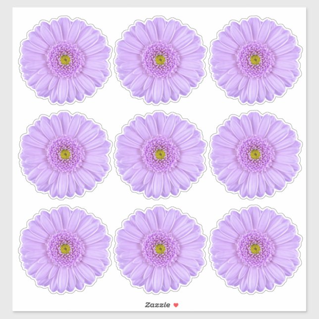 9 Adesivos Kiss-Cut de Flor de Gerbera Roxa (Folha)