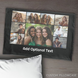 9 Colagem de Fotos Texto Opcional — Branco Preto