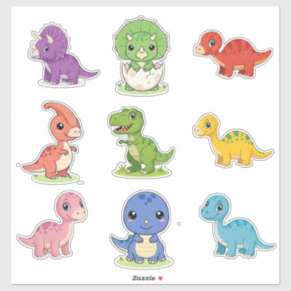 9 Folha de Adesivos de Vinil de Dinossauros Colori