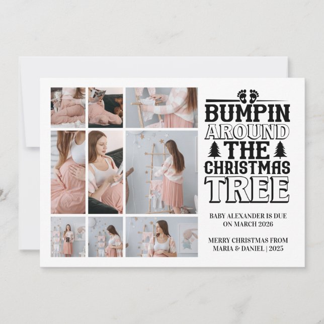 9 Foto de Anúncio de Gravidez na Árvore de Natal (Frente)