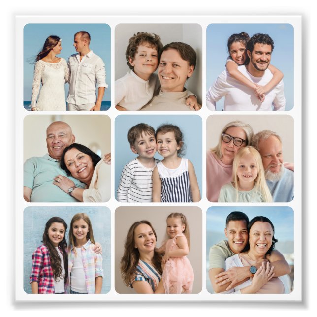 9 Fotos Colagem de Cantos Arredondados Foto Alarga (Frente)