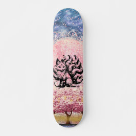 9 Tail Fox Asiated Pink Cherry Blossom Skateboard
