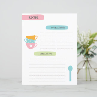 A4 Recipe Template