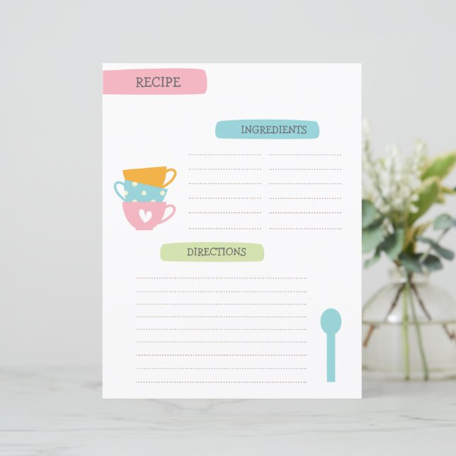 A4 Recipe Template (Em pé/Frente)