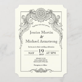 A6-Vintage scroll design convite para casamento